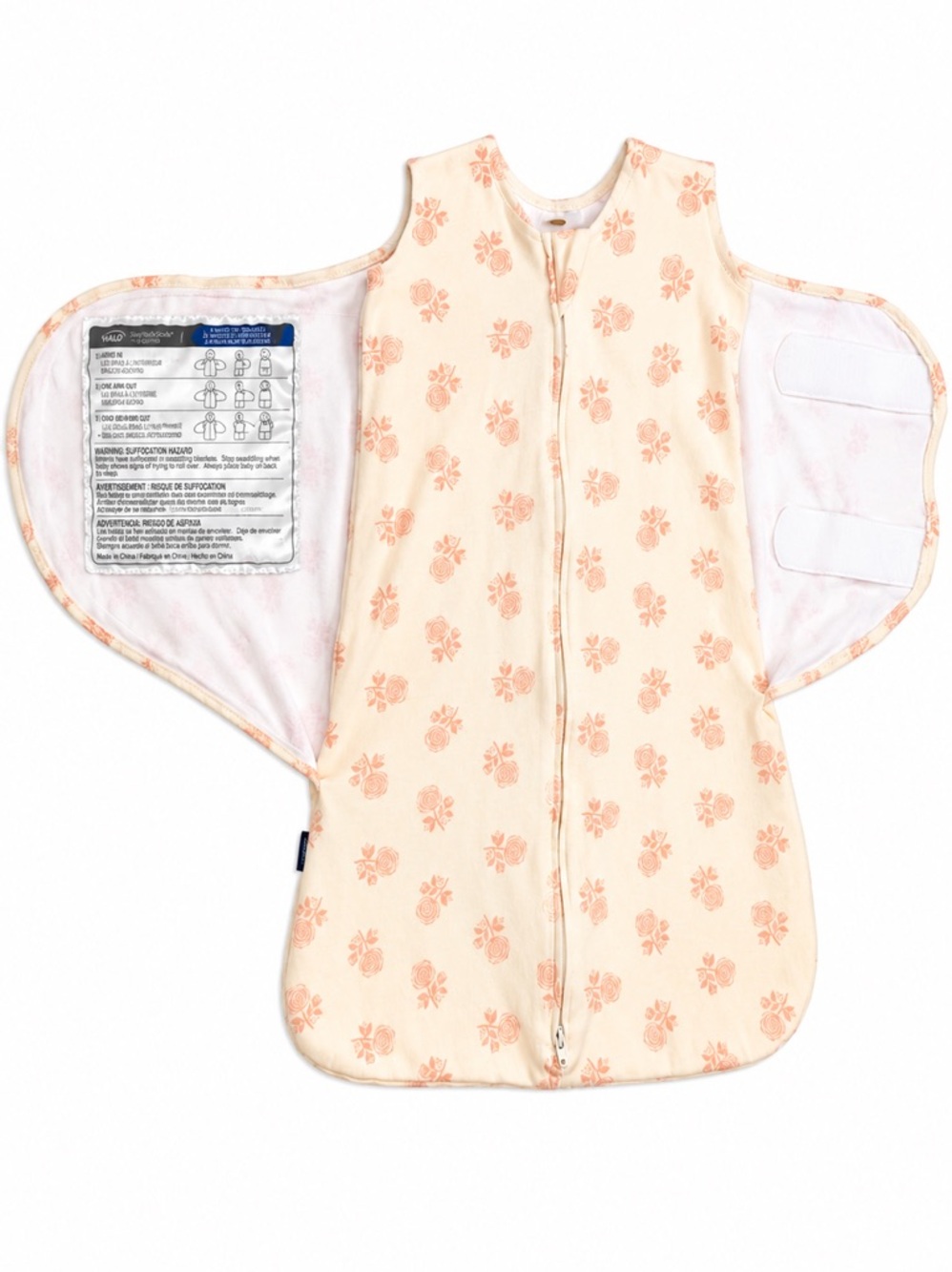 Halo Peach Floral Swaddle Sleep Sack